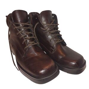 LL Bean Womens Size 10M Dark Brown Leather Ankle Boots Made in Canada OQM23-04